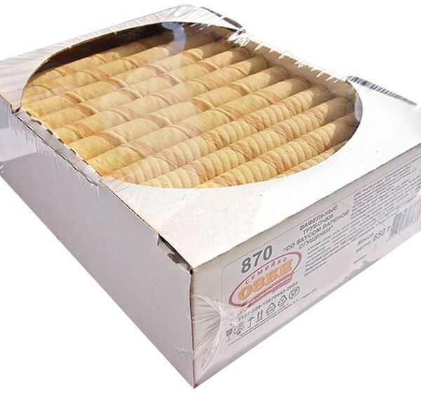 Трубочки вафельные Семейка Озби со вкусом вареной сгущенки 650г