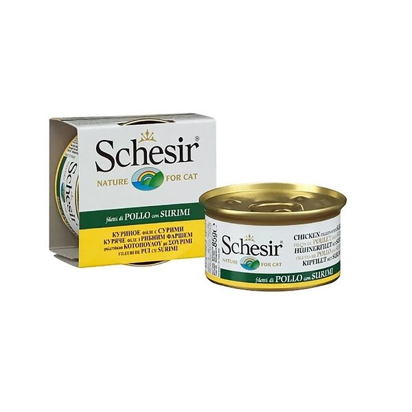 Консервы для кошек Schesir кусочки в желе Курица и сурими 85 г