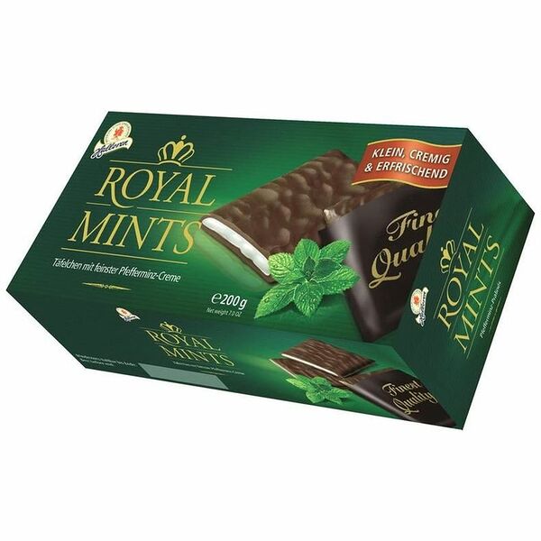 Плитки Halloren Royal Mints шоколадные с мятной начинкой, 200г