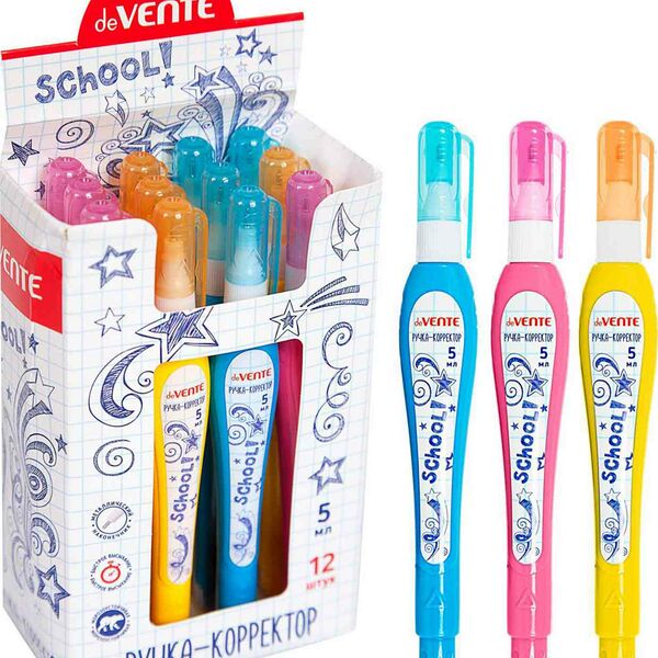 Ручка-корректор для школьных тетрадей быстросохнущая deVENTE School, цвета корпуса в ассортименте
