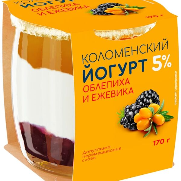 Йогурт Коломенский с наполнителем Облепиха-ежевика 5% 170 г