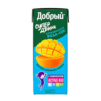 Напиток сокосодержащий Добрый Active kid Яблоко Апельсин Манго 0.2л