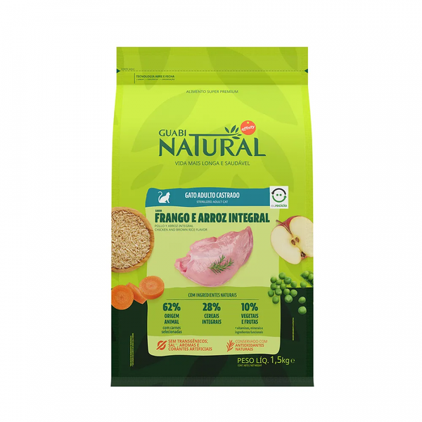Сухой корм для стерилизованных кошек Guabi Natural Cat Sterilised цыпленок и коричневый рис, 1.5 кг