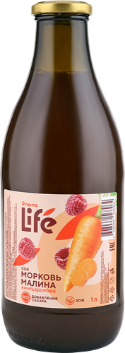 Сок ЛЕНТА LIFE Морковь, малина, 1л