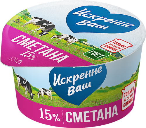 

Сметана Искренне Ваш 15%, 180 г