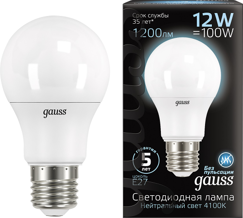 Лампа Gauss Black светодиодная груша 12Вт Е27 нейтральный свет