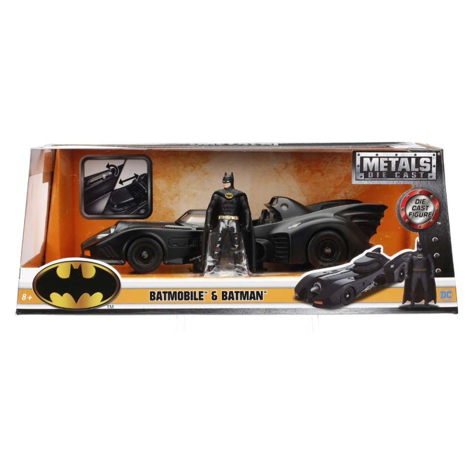 

Набор: машинка с фигуркой Batmobile 2.75" 1989 Batmobile W/Batman Figure, Jada Toys, 1:24, Китай
