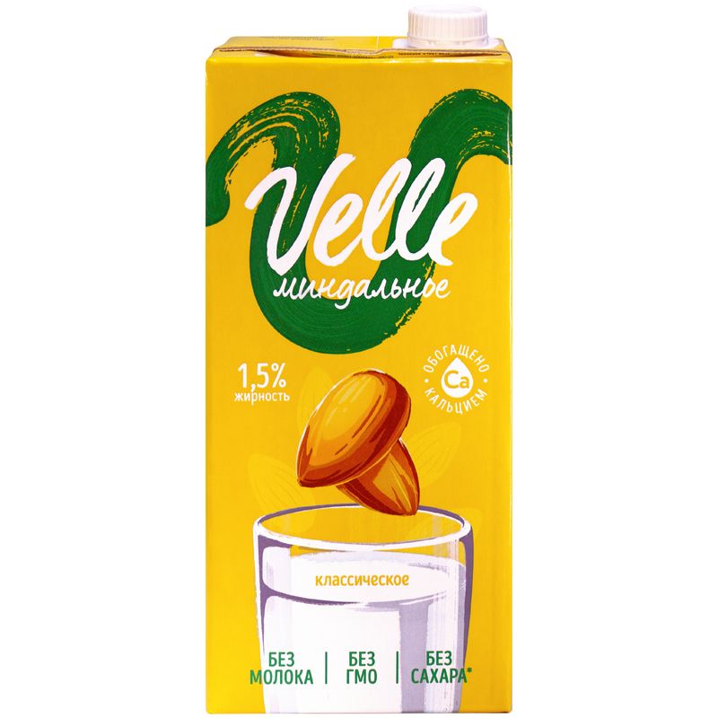 

Напиток Velle миндальный классический на растительной основе, 1.5%, 1 л