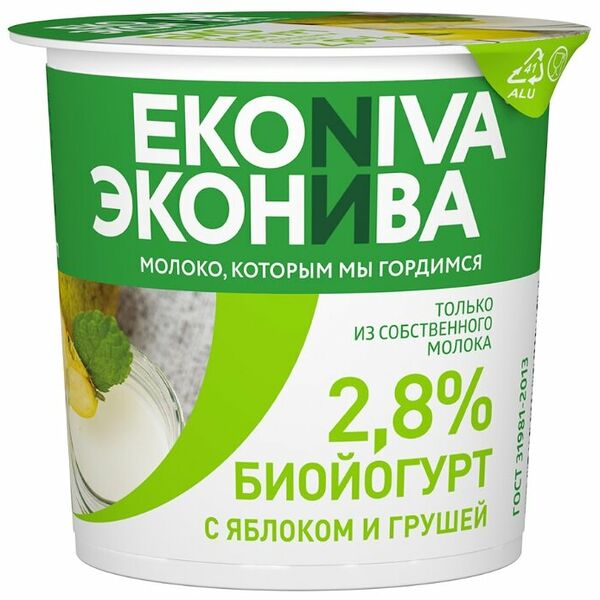 Биойогурт Эконива с яблоком и грушей 2,8%