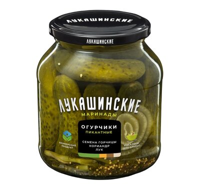 Огурцы Лукашинские маринованные Пикантные сладко-пряные 670 г