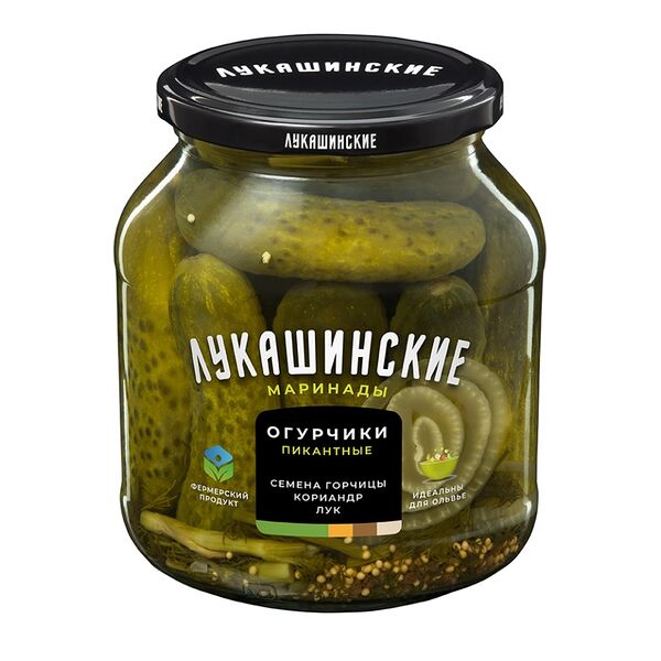 Огурцы Лукашинские маринованные пикантные сладко-пряные 