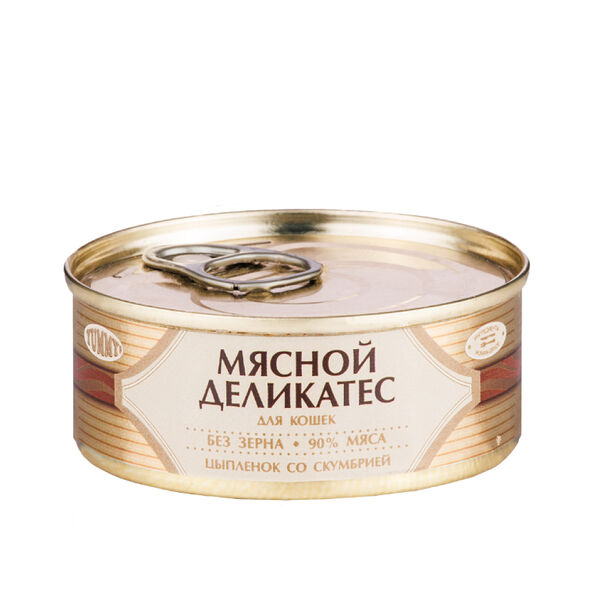 Мясной Деликатес консервы для кошек с цыпленком и скумбрией, 100 г