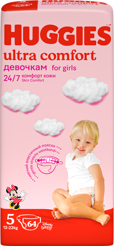 

Подгузники Huggies Ultra Comfort для девочек 5 12-22 кг 64 шт.