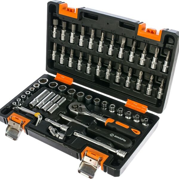 Набор инструментов Вихрь 1/4 CrV в кейсе 57 предметов