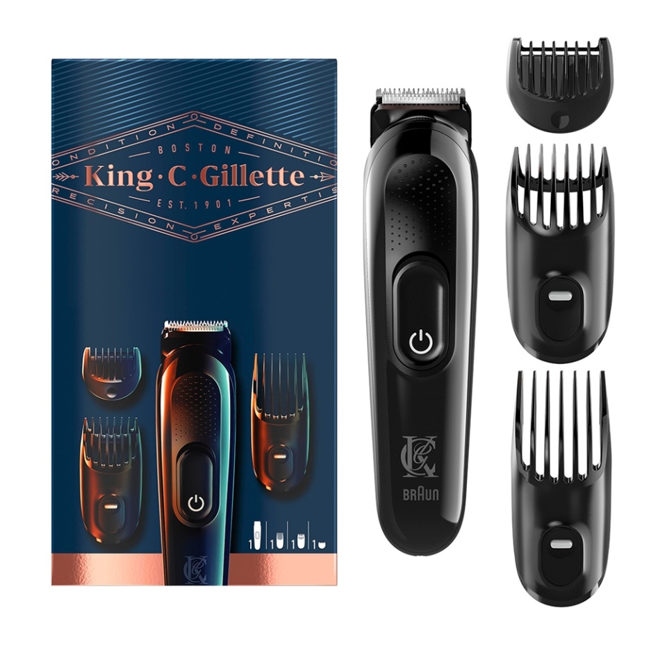 

Триммер для бороды King C. Gillette с тремя съёмными насадками-гребнями, 1 шт.
