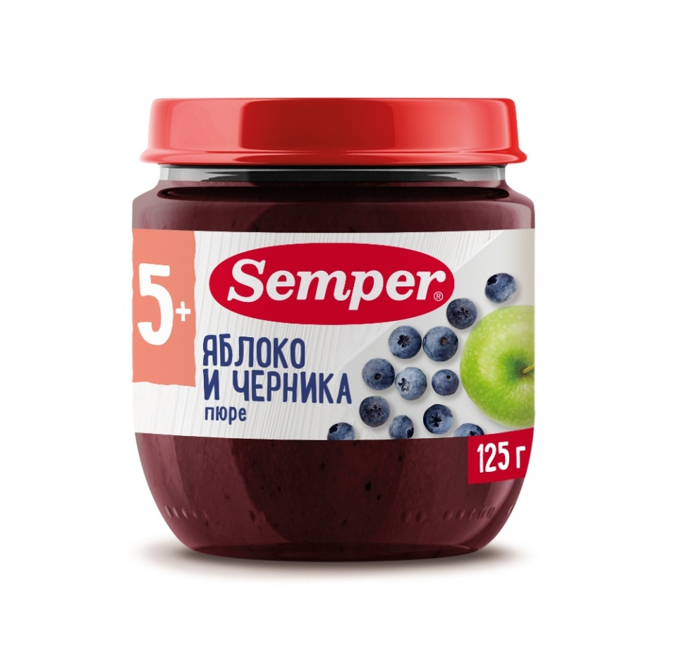 

Пюре фруктовое Semper из яблок и черники с 5 месяцев 125г