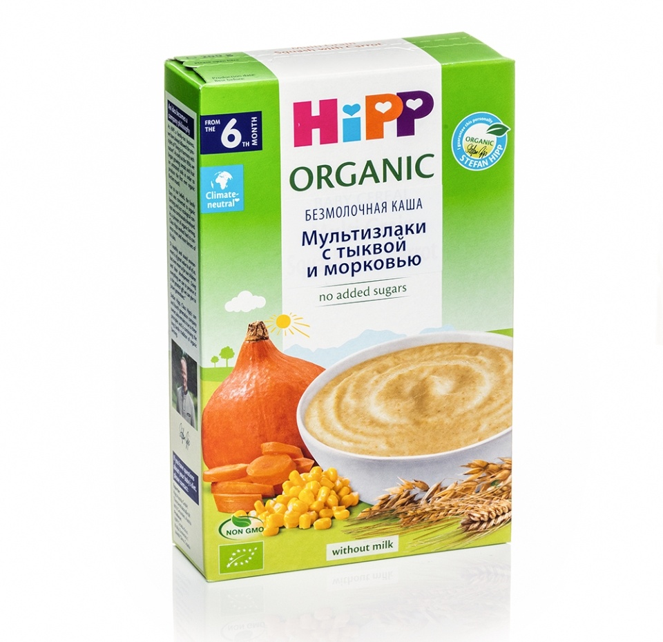 

Каша HiPP безмолочная зерновая Мультизлаки с тыквой и морковью для детей с 6 месяцев 200 г