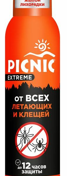 Спрей репеллент от всех видов летающих кровососущих насекомых и клещей Picnic Extreme 150 мл