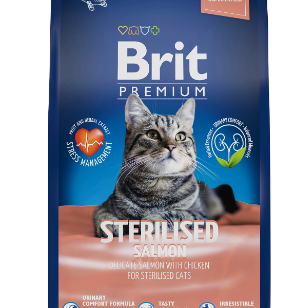 Корм для стерилизованных кошек Brit Premium Sterilised, лосось.