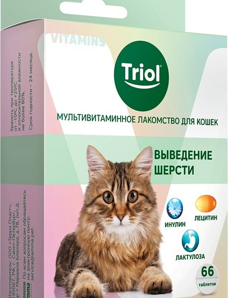 Лакомство для кошек Тriol Мультивитаминное Выведение шерсти 33г