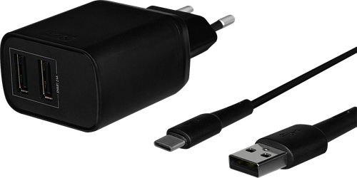 

Сетевое зарядное устройство TFN 2USB RAPID 2.4A, кабель Type-C
