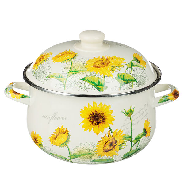 Кастрюля эмалированная Vetta Подсолнухи, 22см, 3,6л, индукция