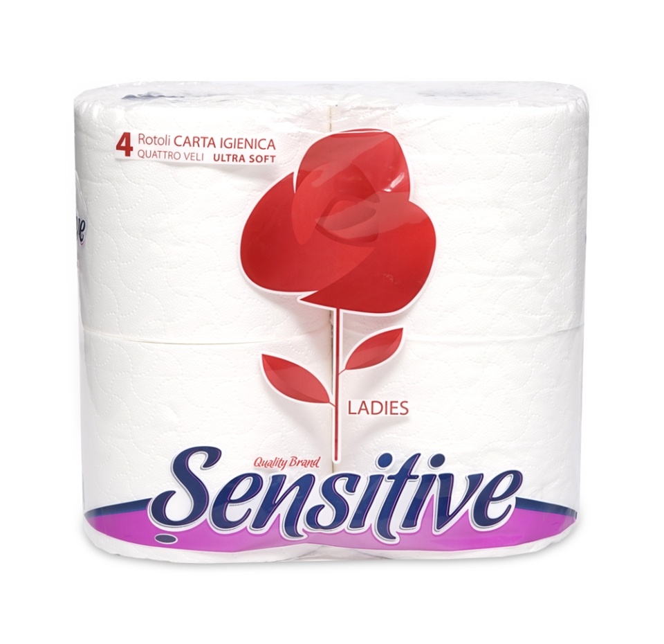 

Туалетная бумага Sensitive Ladies 4 слоя 4 рулона