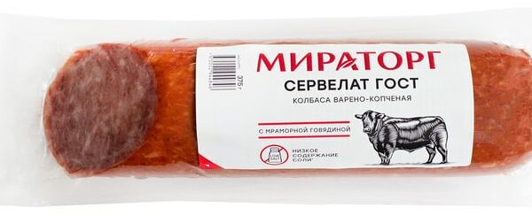 Колбаса Мираторг Сервелат варено-копченый 375г