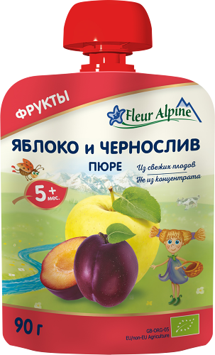 Пюре Fleur Alpine Organic яблоко и чернослив 90г