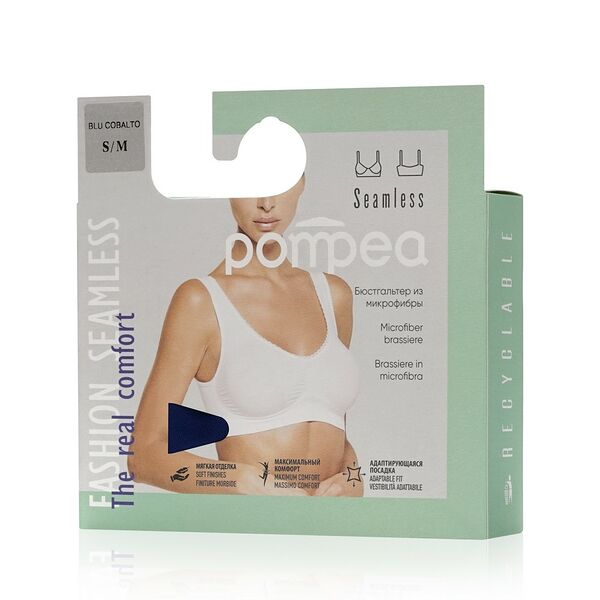 Женский бюстгалтер из микрофибры Pompea Seamless, Темно-синий, S/M