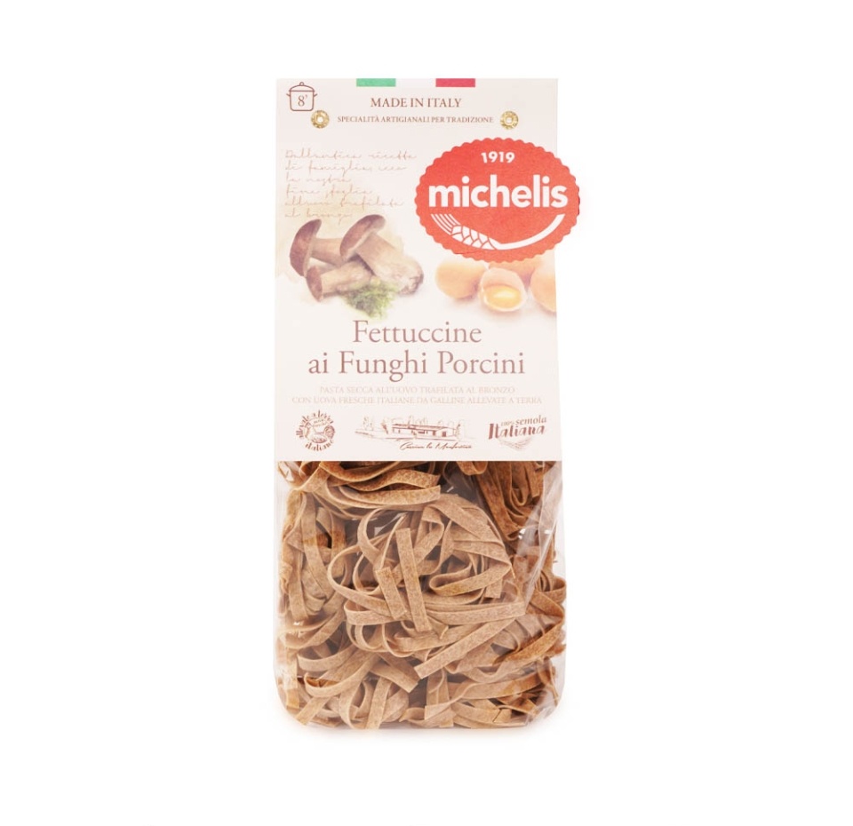 

Изделия макаронные феттучини с белыми грибами ручной работы, Michelis