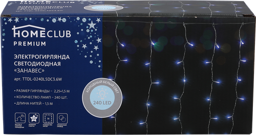 

Электрическая гирлянда HOMECLUB PREMIUM Занавес 480LED 2,2x3м, теплый белый, 12 режимов