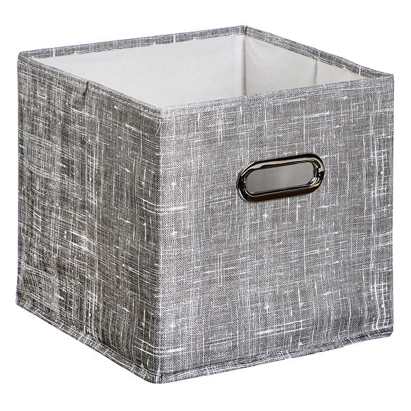 Vetta лён короб стеллажный с вырубной ручкой, 25х25х25см, полиэстер, серый