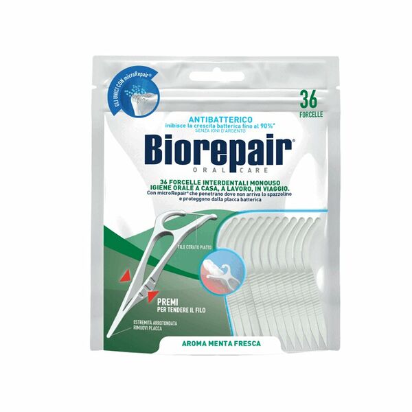 Зубная нить Biorepair 36 шт одноразовая с держателем
