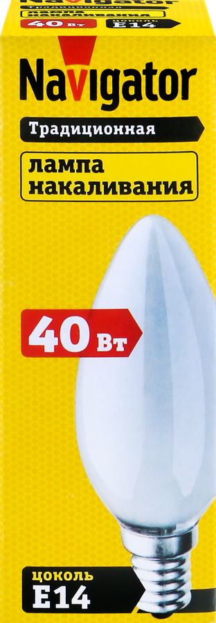 

Лампа накаливания матовая свеча Navigator 40Вт Е14