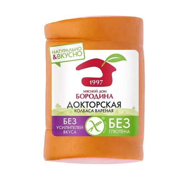 Колбаса варёная «Докторская» в белковой оболочке в/у, «Мясной дом Бородина», Россия