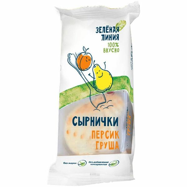 Сырнички с грушей и персиком Зелёная Линия, 120г