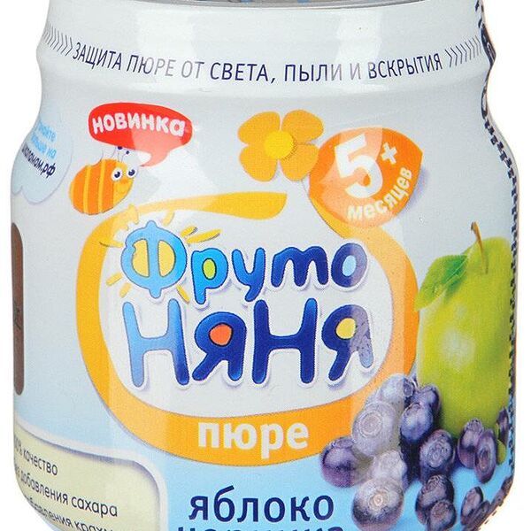 Фруктовое пюре Фрутоняня Черника-яблоко, с 5 месяцев