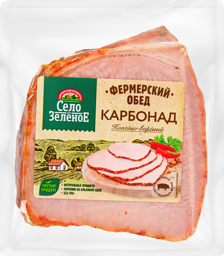 

Карбонад Село Зелёное Деревенский Фермерский обед копчено-вареный из свинины 270 г