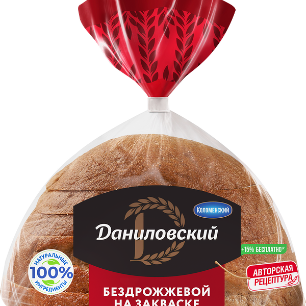 Хлеб ржано-пшеничный КОЛОМЕНСКОЕ ДАНИЛОВСКИЙ бездрожжевой, в нарезке, 
350г