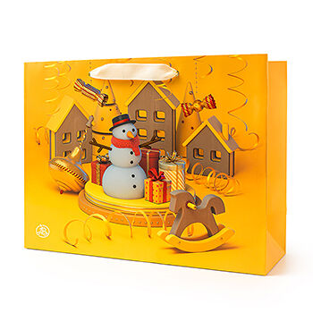 Пакет подарочный «Азбука вкуса» Озорной снеговик 30х30х14см, Россия