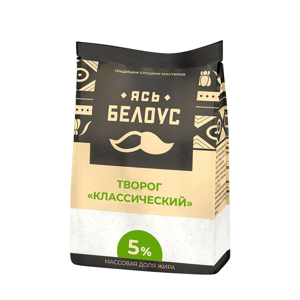 Творог Классический жир. 5% пакет вес 400г Ясь Белоус
