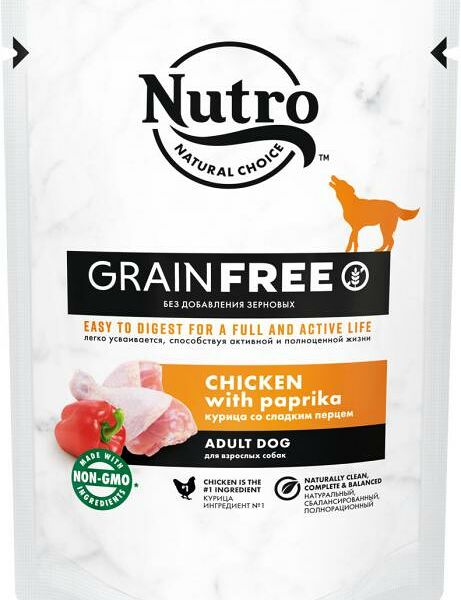 Корм консервированный для взрослых собак NUTRO Курица со сладким перцем