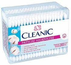 Палочки ватные гигиенические Cleanic 200шт (пластик стик, пластик прямоуг коробка)