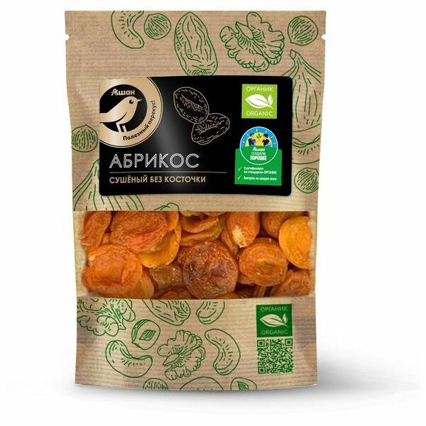 Абрикос Ашан Золотая птица сушеный органик, 150 г