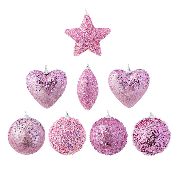 Сноу бум подвеска украшение фигурное с обсыпным декором, 8см, пластик, розовый, 8 дизайнов