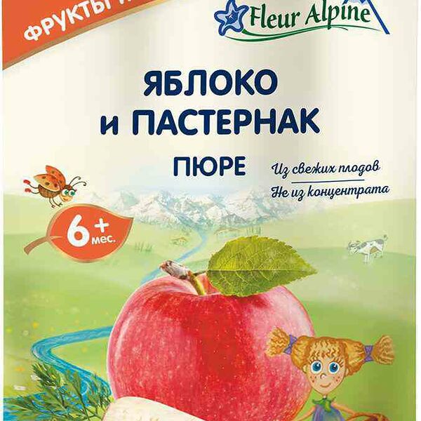 Пюре детское Fleur Alpine Яблоко и Пастернак с 6 месяцев