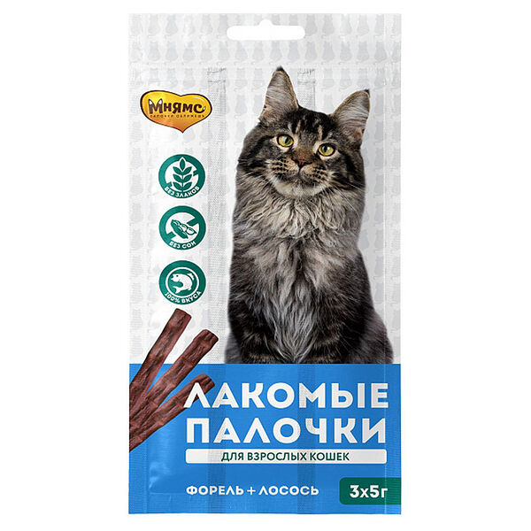 Лакомство для кошек Мнямс с лососем и форелью 15 г