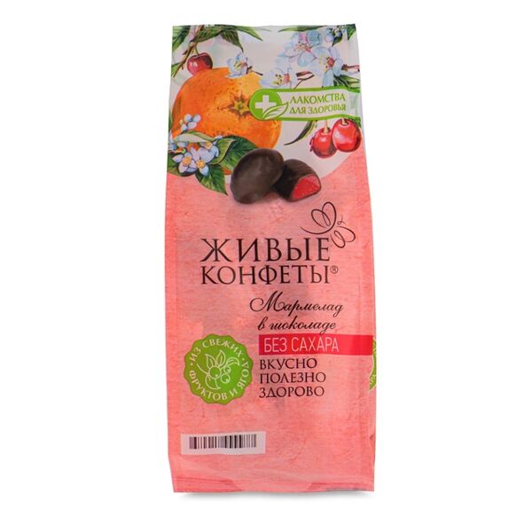 Мармелад в шоколаде Лакомства для здоровья глазированный с вишней в горьком шоколаде, с апельсином в горьком шоколаде 150г Россия