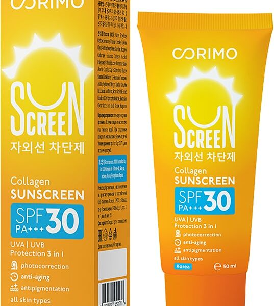 Крем солнцезащитный Corimo SPF30 антивозрастной с коллагеном 50мл